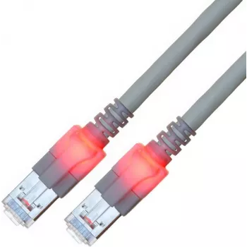 Cabo patch LED EasyLan saCon DualBoot S/FTP Cat.6 0,5m cinzento - rede - FTP