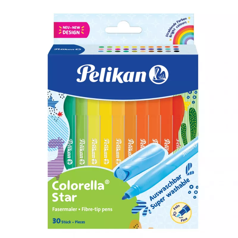 Pelikan 822336 - 30 cores - cores mistas - ponta redonda - 0,6 mm - cores mistas - tinta à base de água (822336)
