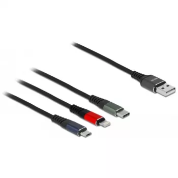 Cabo de carregamento USB DeLOCK 3-em-1 Type-A para Lightning Micro USB USB Type-C 30 cm
