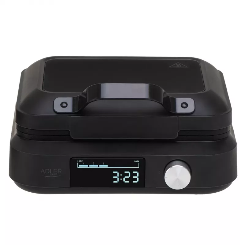 Máquina de waffles Adler AD 3087 — máquina de waffles belgas elétrica, 2200 W, 2 placas retangulares 9×17 cm, preta