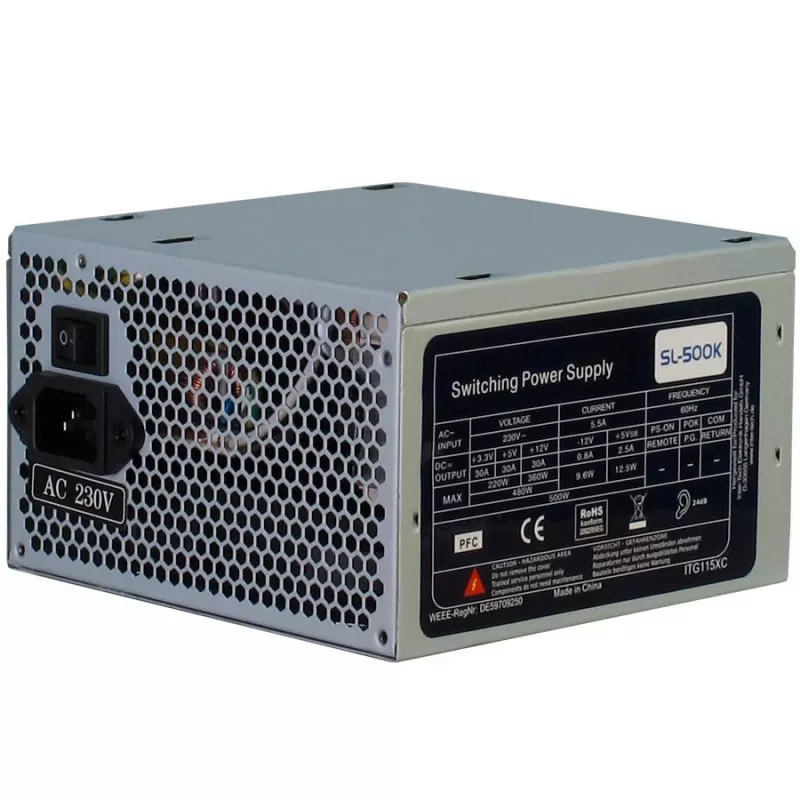 Fonte de alimentação INTER-TECH SL-500K 500W com ventoinha de 120 mm