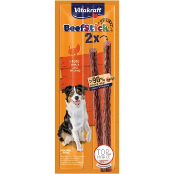 Petisco para cães Vitakraft Beef Stick com peru, snack hipoalergénico, 2 x 12 g, proteína 29%, gordura 26%
