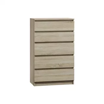 Cómoda Top e Shop M5 SONOMA — 5 gavetas, acabamento carvalho, 700×400×1120 mm, aglomerado