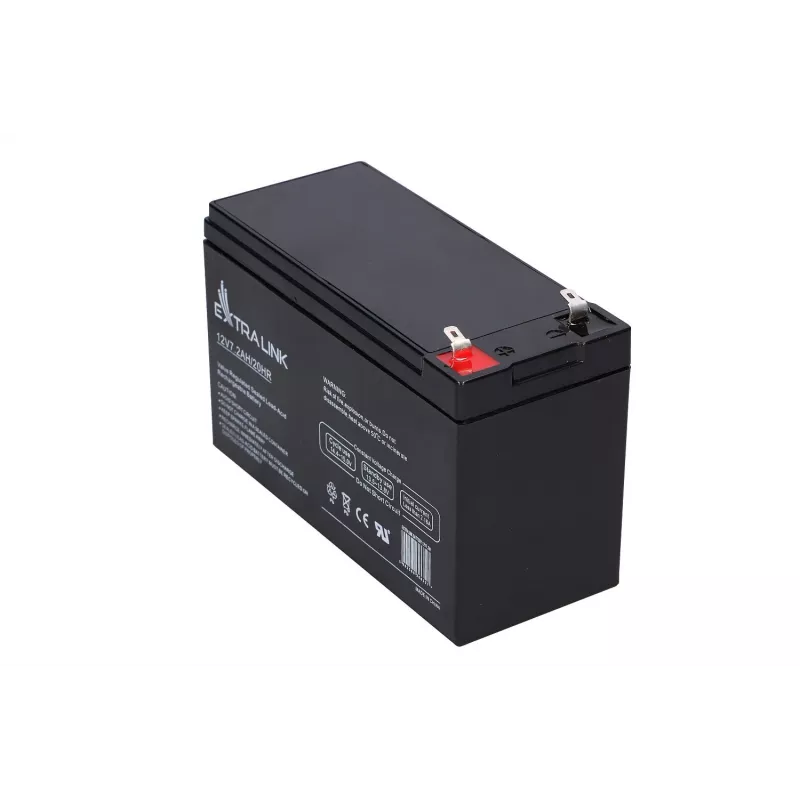 Bateria de UPS Extralink AGM 12V 7,2Ah (7Ah) chumbo-ácido selada VRLA, sem manutenção, preto