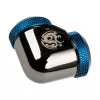 Adaptador 90° BitsPower para tubo rígido 12 mm DE para tubo rígido 12 mm DE, preto/azul brilhante