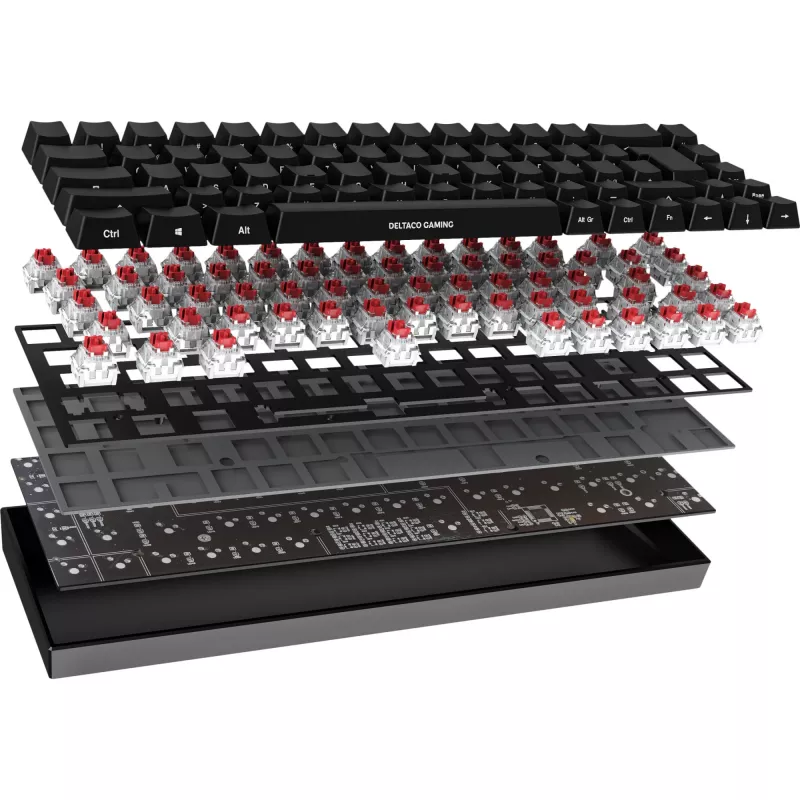 Deltaco GAM-100-DE - 65% - USB + Bluetooth - switch mecânico - QWERTZ - LED RGB - preto