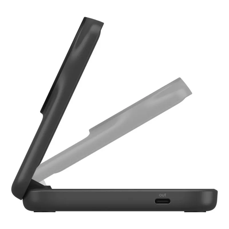Belkin UltraCharge suporte de carregamento sem fios dobrável 2 em 1 Qi2 de 25 W, preto (WIZ038KQBK)