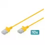 Cabo de rede DIGITUS CAT 6 U-UTP fino, 2 m, amarelo, pack de 10