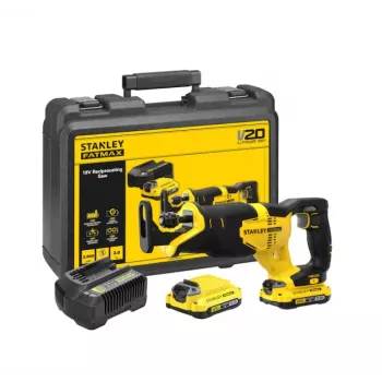 Serra sabre STANLEY 20V Max com 2 baterias de 2,0 Ah e mala de transporte