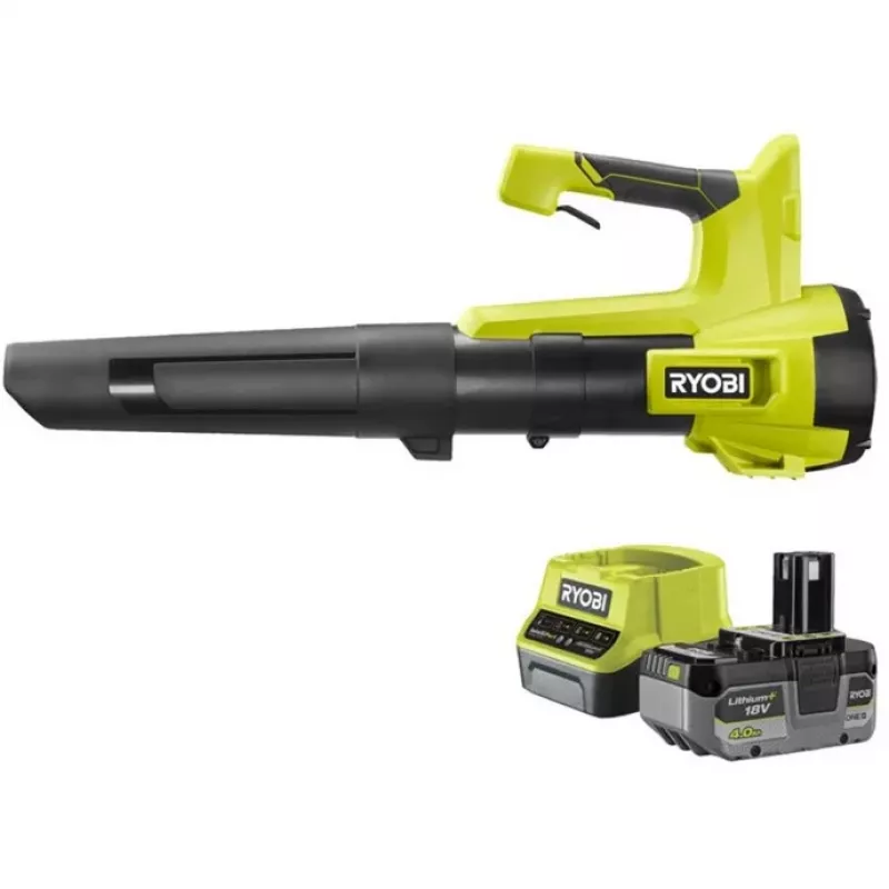 Soprador de folhas sem fio ONE+ RY18BLB-140, 18 Volts, soprador de folhas verde/preto, bateria de iões de lítio 4,0 Ah