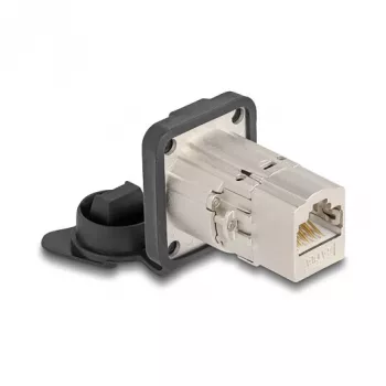 DeLOCK 67061 tomada de embutir D-Type RJ45 Cat.6A STP com tampa de proteção, IP66
