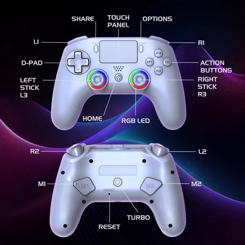 Comando Subsonic PS5 Wireless LED Controller branco D-pad Home Options Share