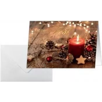 Cartões de felicitações sigel DS093 — motivo de velas de Natal vermelhas, formato A6, interior em branco