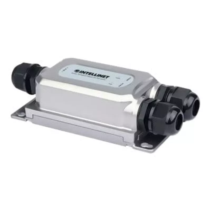 Injetor PoE++ Gigabit antivandalismo para exterior Intellinet, uma porta de 60 W, compatível com IEEE 802.3bt (4PPoE), à prova de água IP67, antivandalismo IK10, caixa metálica