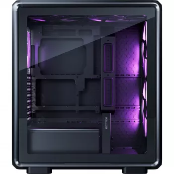 Caixa de PC Cooler Master MasterFrame 500 Mesh torre Midi – preta com lateral transparente, suporta ATX/EATX, 2x200 mm à frente, 1x120 mm atrás