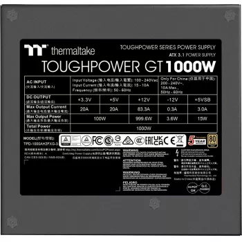 Fonte de alimentação Thermaltake Toughpower GT 1000W 24-pin ATX preta