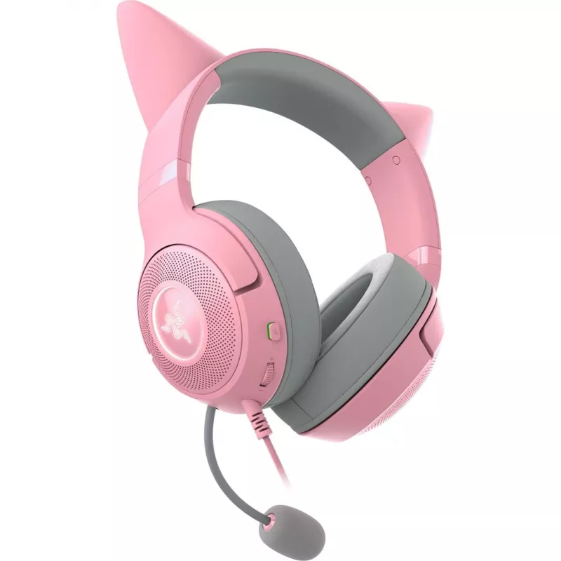 Razer Kraken Kitty V2 RZ04-04730200-R3M1 auscultadores gaming com fio, USB-A, microfone, drivers de 40 mm, Quartz Pink