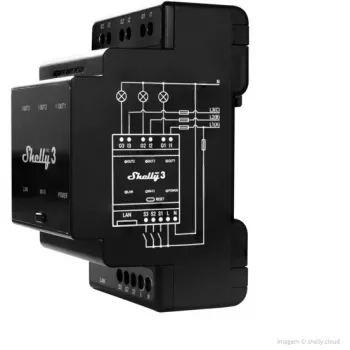 Shelly Pro 3 interruptor de relé WiFi/LAN/Bluetooth para calha DIN