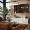 Móvel de TV cama meble LIVERTI 2000x420x480 mm, branco, tampo de aglomerado