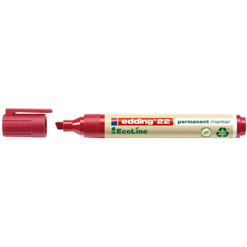 Marcador permanente Edding 22 EcoLine ponta biselada vermelho