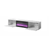 Móvel de TV Cama Meble SLIDE 200K com lareira elétrica 200x40x37 cm branco brilhante