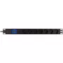 Unidade de distribuição de energia PowerWalker 10133010 PDU 1U preta, tomadas Type-F, conector fêmea C20, 16 A, 3500 W, cabo de 2 m