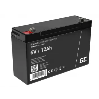 Bateria de chumbo-ácido selada (VRLA) AGM Green Cell 6V 12Ah, 94×151×50 mm, 1,65 kg