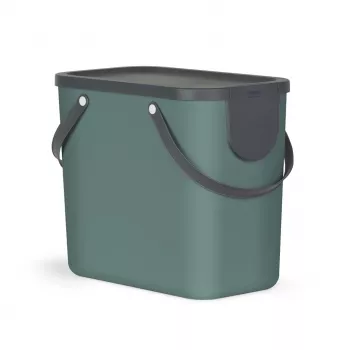 Caixa de armazenamento retangular rotho Albula 25 L, verde-escuro, tecnopolímero, 400×235×340 mm