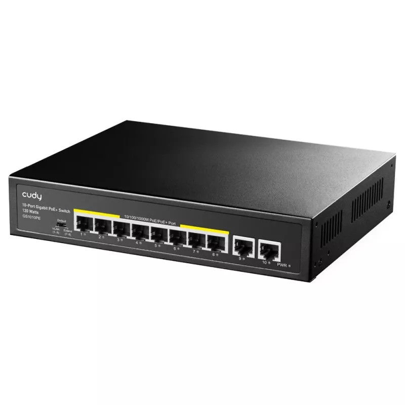 Cudy GS1010PE Switch de rede Gigabit Ethernet 10 portas PoE Preto