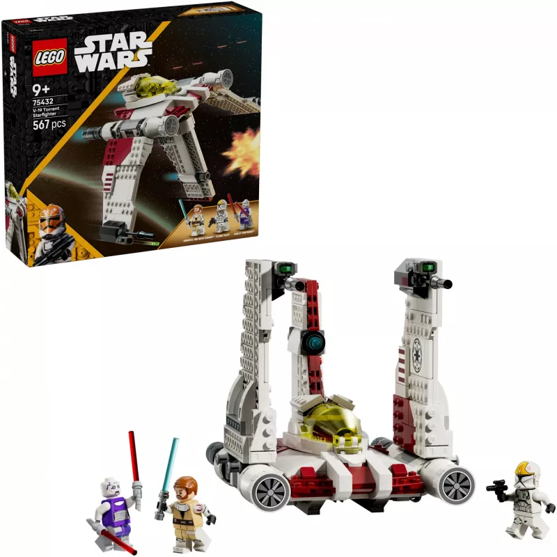 LEGO Star Wars V-19 Torrent Fighter 75432 conjunto de construção — 567 peças, 3 minifiguras, modelo de exposição e de brincar