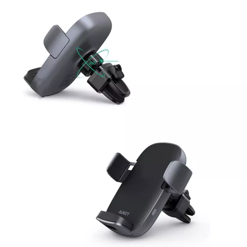 Suporte de carregamento sem fios para automóvel Aukey HD-C52 — suporte de automóvel compatível com Qi com ângulo ajustável e função de carregamento sem fios