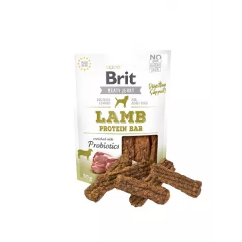 Petiscos para cães Brit Jerky Snack borrego 80 g — sem açúcar, cães adultos, saco