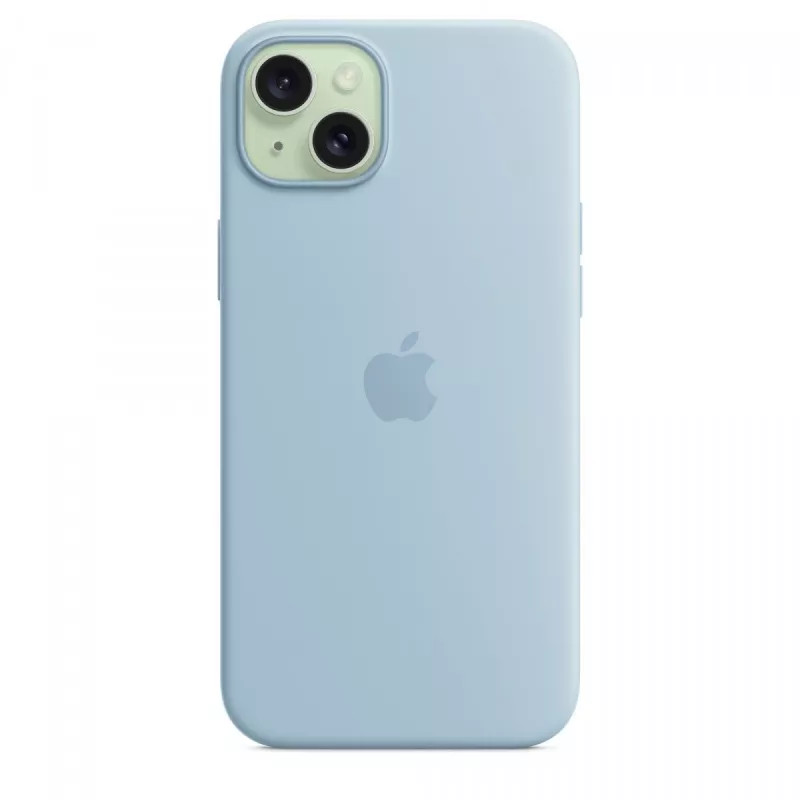 Capa de silicone Apple iPhone 15 Plus azul-claro MagSafe