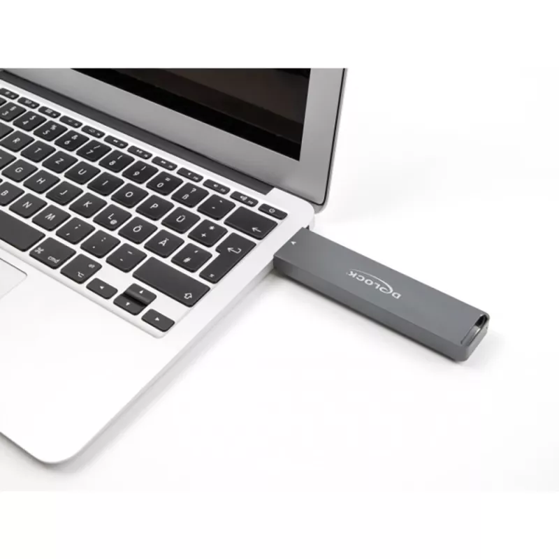 Delock - Caixa para armazenamento - caixa externa para SSD M.2 NVMe PCIe ou SSD SATA com ficha USB 10 Gbps Type-A - M.2 - cartão M.2 NVMe / SATA 6Gb/s - USB