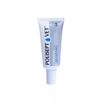 Gel para feridas JM Sante Polisept Vet Silver Pro 30 ml – cuidado tópico de feridas para cães e gatos, bisnaga de 30 ml