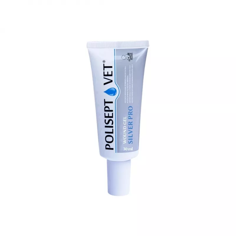 Gel para feridas JM Sante Polisept Vet Silver Pro 30 ml – cuidado tópico de feridas para cães e gatos, bisnaga de 30 ml