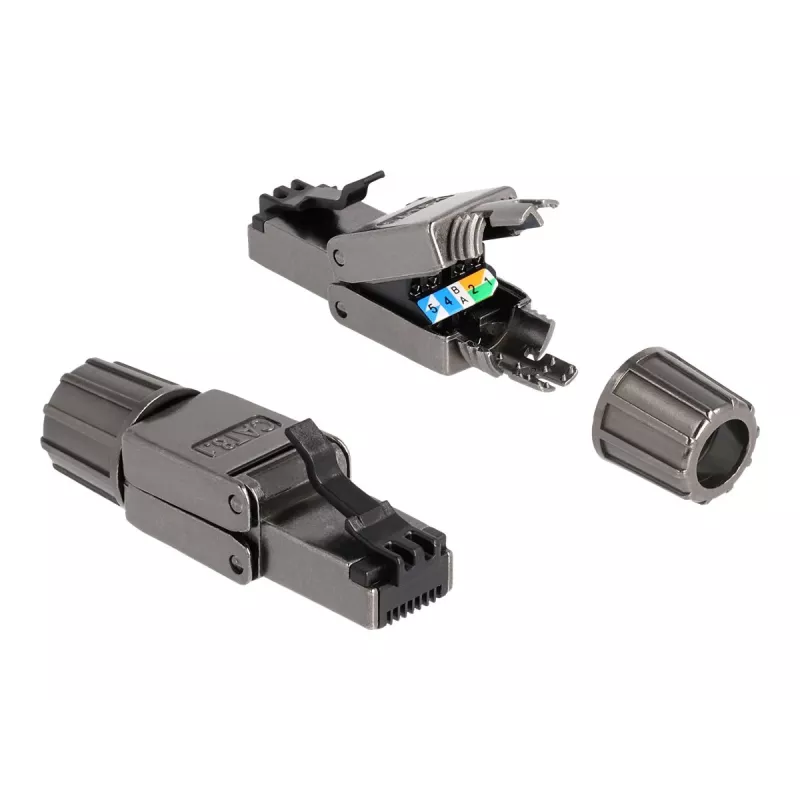 Cabo de rede DeLOCK ficha RJ45 Cat.8.1 STP sem ferramentas preto