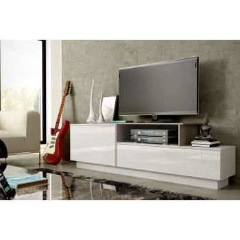 Móvel de TV Cama SIGMA 3 180 branco/branco brilhante + carvalho Sonoma