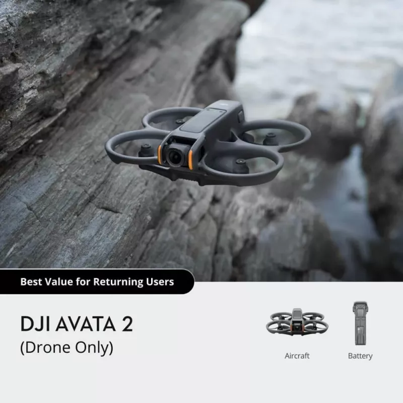 Drone DJI Avata 2 — alcance máximo 13.000 m, velocidade máxima 27 m/s, 4 rotores, preto (sem óculos ou comando)