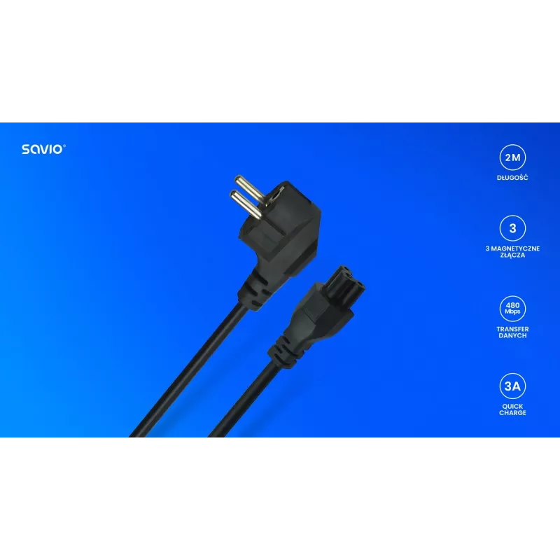 Savio CL-158 cabo de alimentação IEC C5 para ficha C/E/F, 3 m, preto