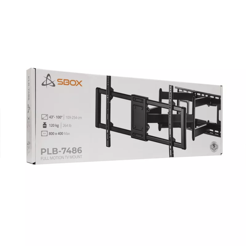 Sbox PLB-7486 suporte de parede inclinável e giratório para TV, 43-100 polegadas, até 120 kg, VESA 800x400