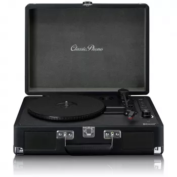 Gira-discos com acionamento por correia Lenco TT-115 Preto – gira-discos portátil tipo mala, Bluetooth 5.0, gravação USB, 33/45/78 rpm
