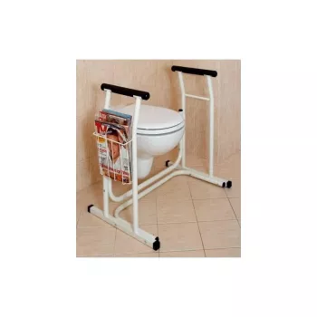 Assento de sanita SUNDO 15800 com porta-jornais, estrutura de aço, antiderrapante, 114 kg máx., 485×665×755 mm