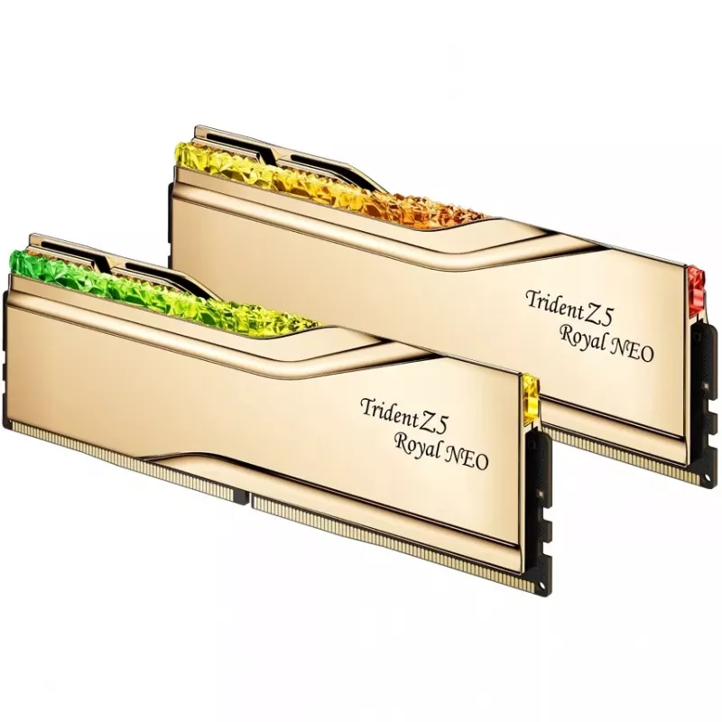 DIMM 32 GB DDR5-8000 (2x 16 GB) Dual-Kit, memória RAM dourada, F5-8000J3848H16GX2-TR5NG, Trident Z5 Royal Neo, AMD EXPO