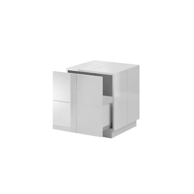 Mesa de cabeceira Cama REJA branco brilhante/branco brilhante