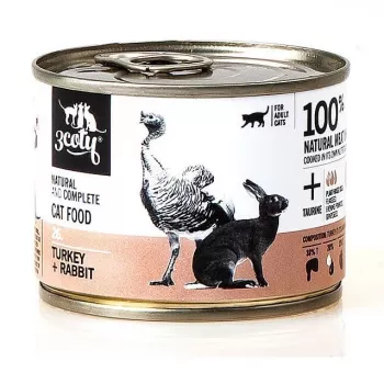 Comida húmida para gatos 3coty 26 peru e coelho – 180 g lata, adulto, sem cereais, sem glúten, para gatos alérgicos