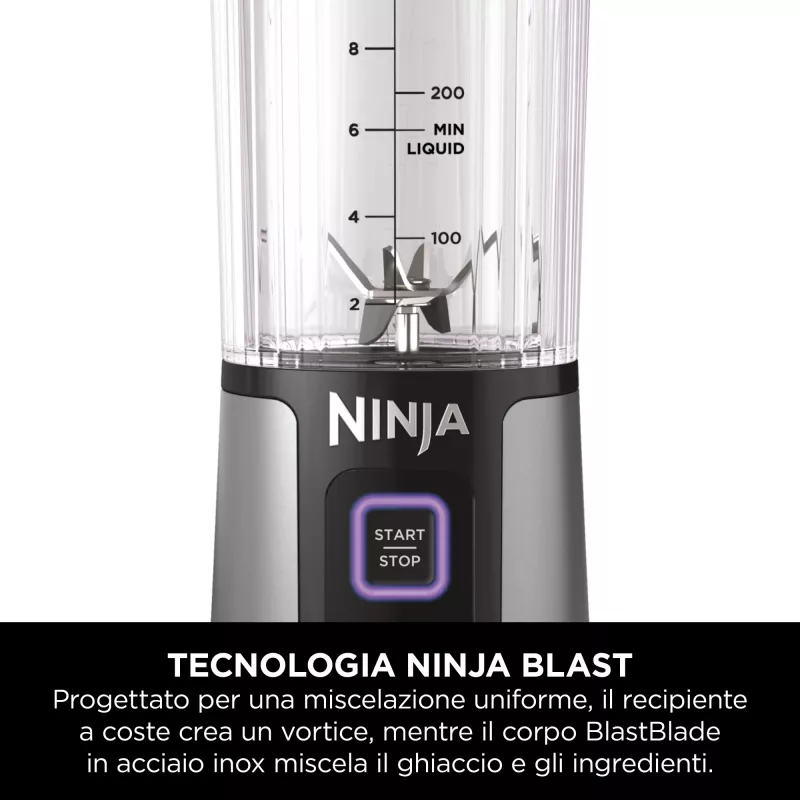 Batedeira desportiva Ninja Blast BC151EUNV — recipiente de 0,53 L, 14,4 W, a bateria, azul