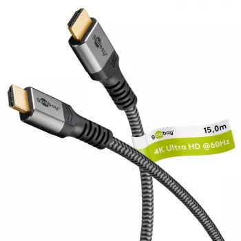 Cabo HDMI Plus High-Speed com Ethernet, 4K @ 60Hz (cinzento, 15 metros)