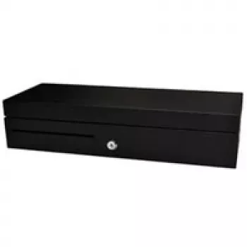 Gaveta com tampa flip 460 MM preta em plástico com inserção, tampa com fecho e cabo