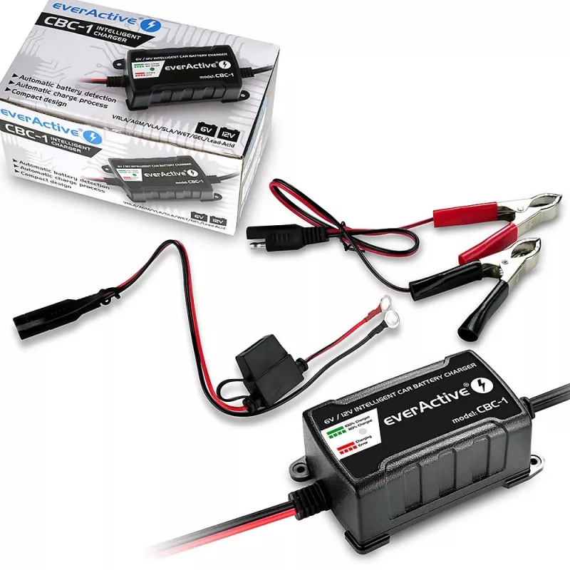 Carregador de bateria de automóvel everActive CBC1 6V/12V